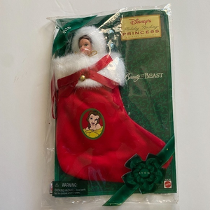 Vintage Disney 6” Belle Holiday Princess Stocking‎ Doll NWT